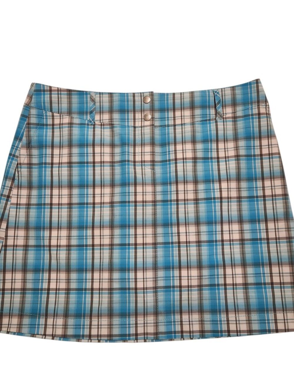 Annika Cutter and Buck Golf Sport Active Skirt Size 14 Women's Plaid Blue White